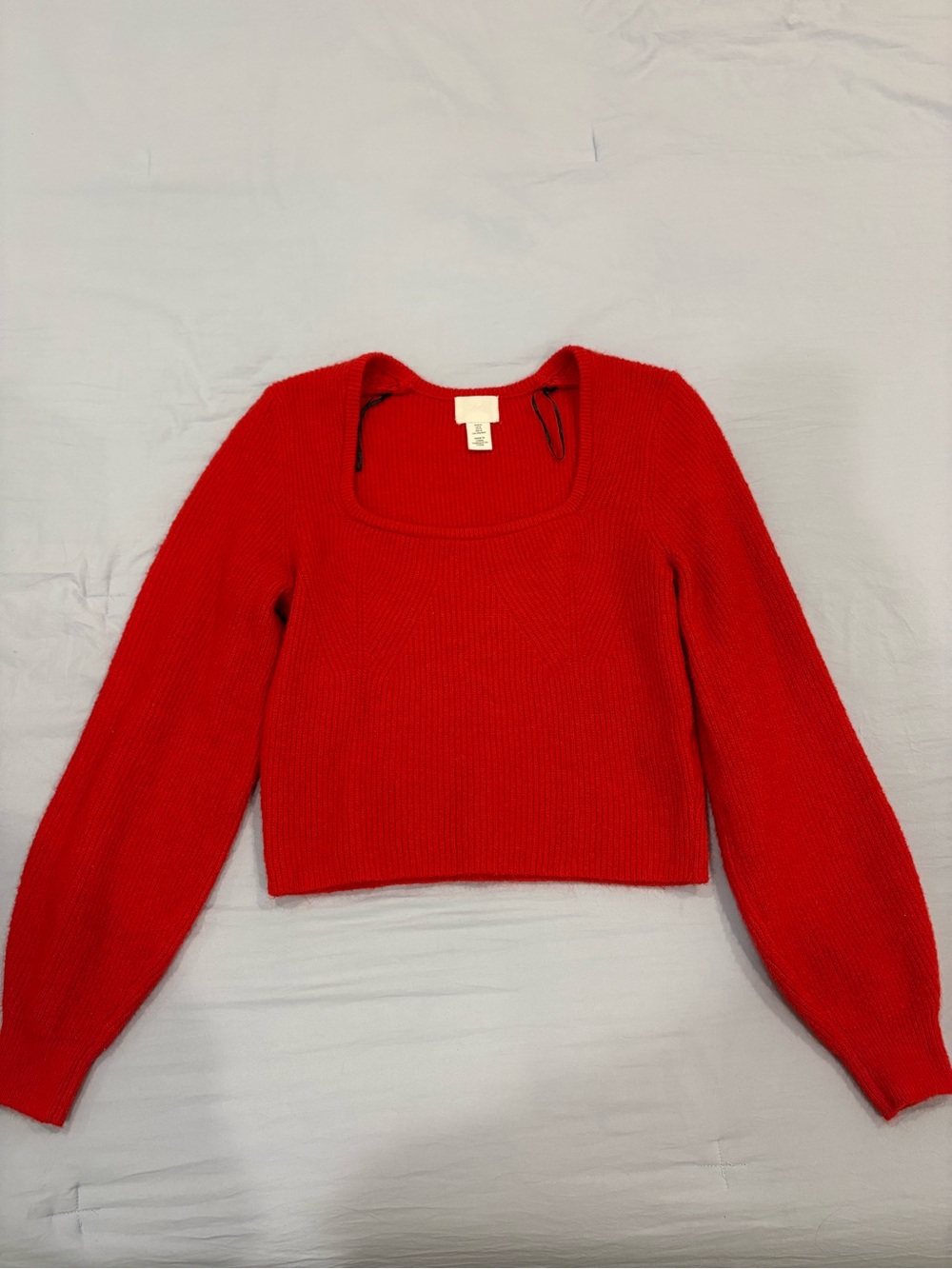 H&M Red Square-Neck Cropped Sweater - Women